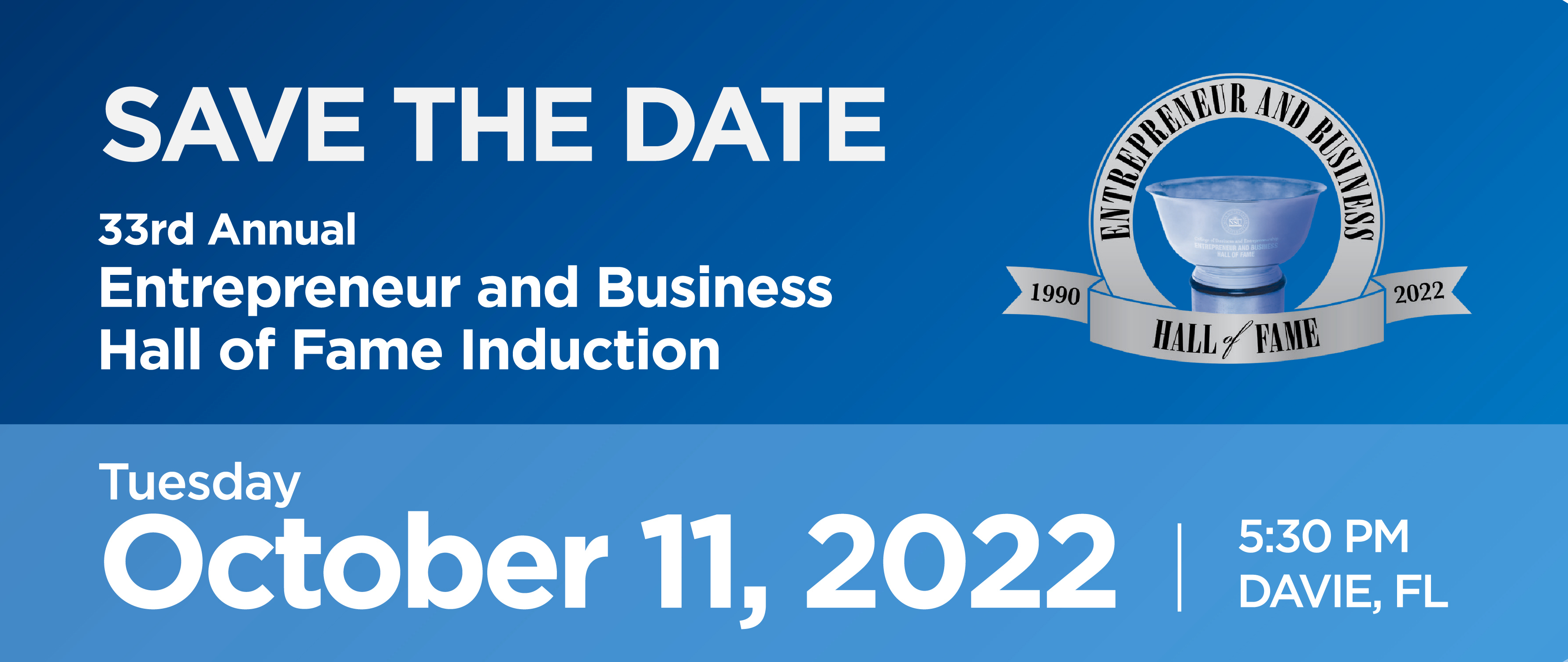 Save the Date Hall of Fame 2022 October 5th!